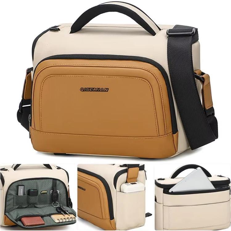 Borsa a tracolla QISEMIAN per fotocamera, resistente all'acqua, con attacco per treppiede e cinghia per il trasporto su trolley., XK0042 Orange, XK0042 Green