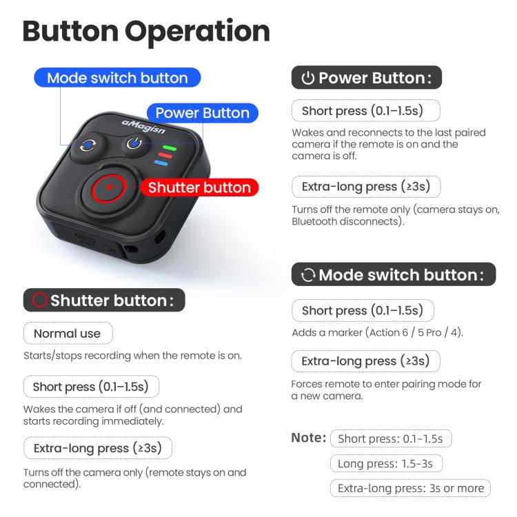 Telecomando Bluetooth per DJI Osmo Action 6/5 Pro/4