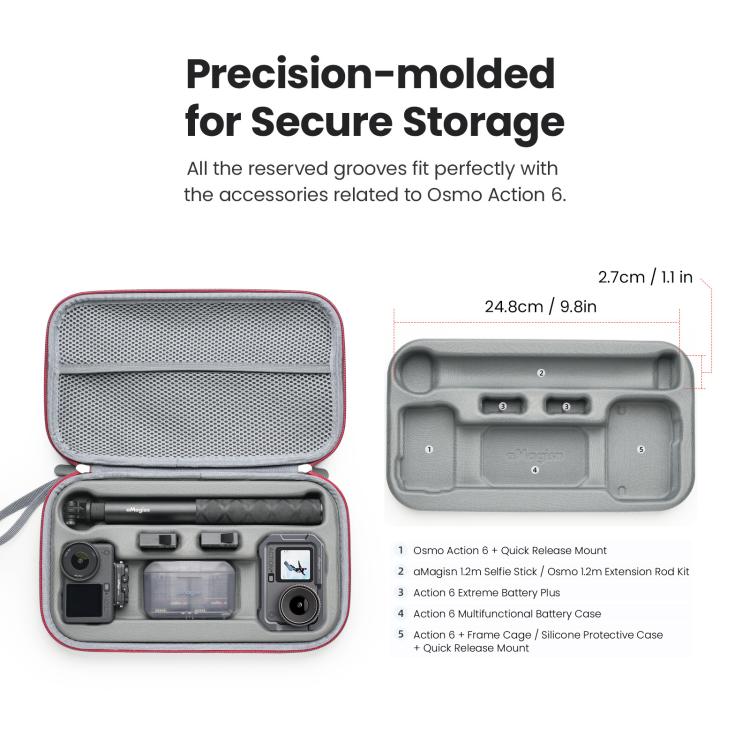 Custodia rigida media per DJI Osmo Action 6 con inserto in schium