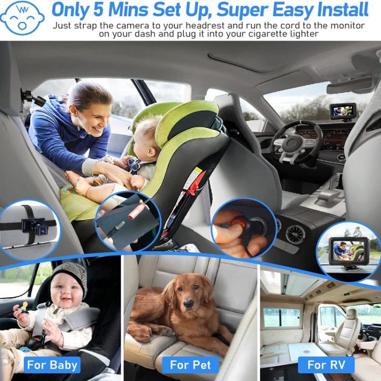 Monitor auto per bambini 4,3" HD 1080p con visione notturna