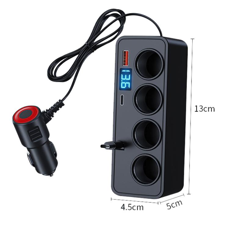 Caricabatterie auto con cavo retrattile e display digitale 120W