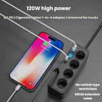 Caricabatterie auto con cavo retrattile e display digitale 120W