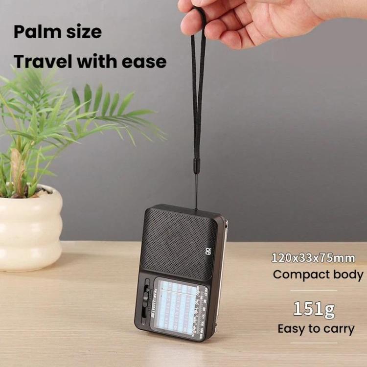 Radio portatile W-913 con puntatore, doppia alimentazione, FM/AM/SW1-7 e multibanda.