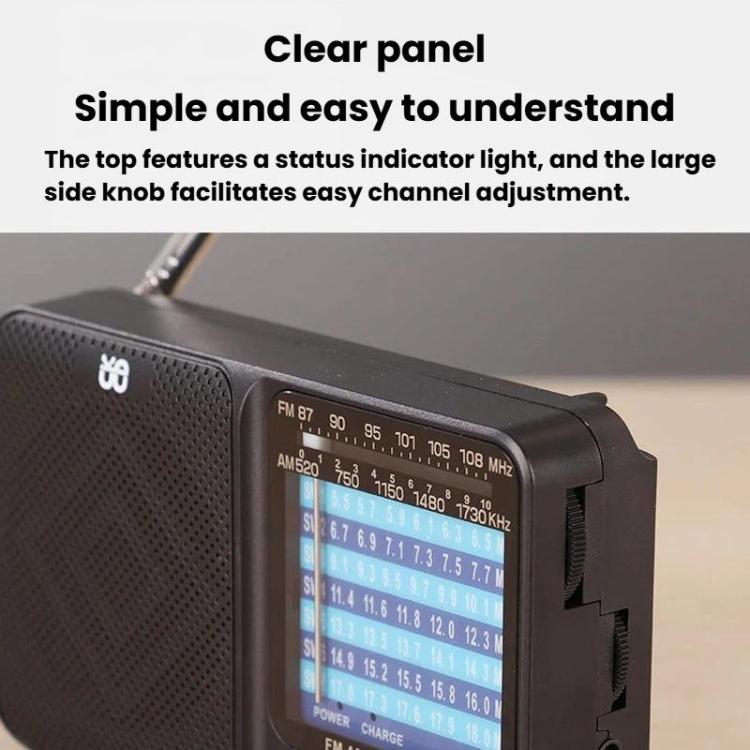 Radio portatile W-913 con puntatore, doppia alimentazione, FM/AM/SW1-7 e multibanda.