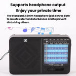 Radio portatile W-913 con puntatore, doppia alimentazione, FM/AM/SW1-7 e multibanda.