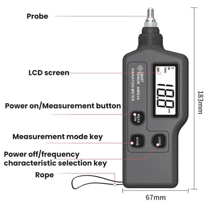 Misuratore di vibrazioni SMART SENSOR AM63A per motori - immagine 2