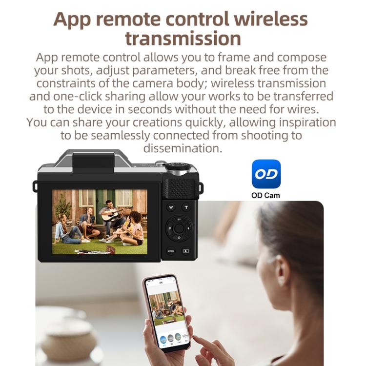 Videocamera D27 4K per vlogging, con fotocamera da 64 MP, zoom ottico 6x, schermo orientabile a 180 gradi e connettività Wi-Fi., D27 Black, D27 Brown