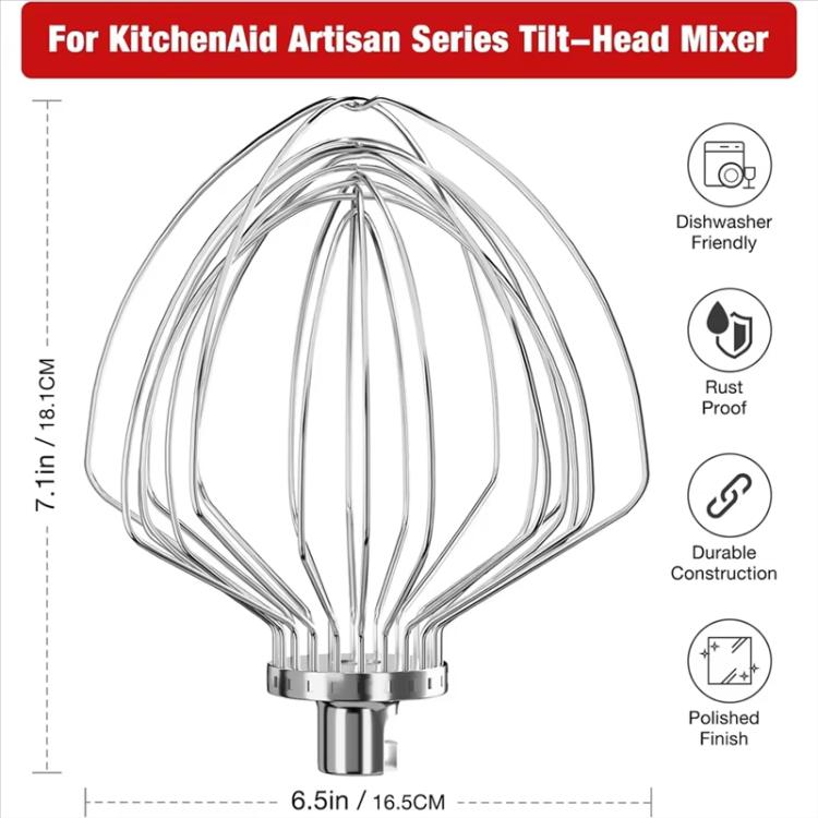 Frusta in acciaio inox a 11 fili per KitchenAid 7 quarti
