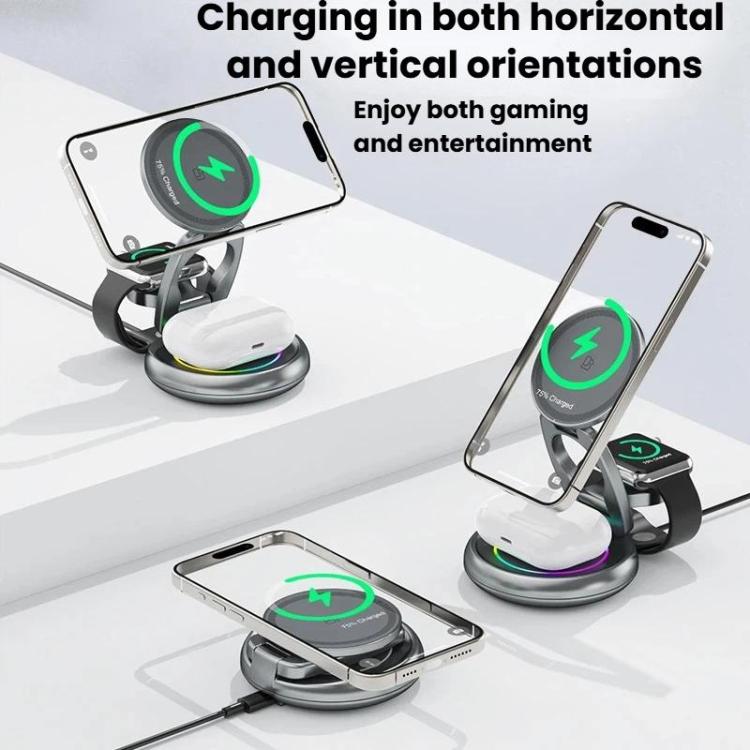 Caricabatterie wireless magnetico 3 in 1 15W con supporto