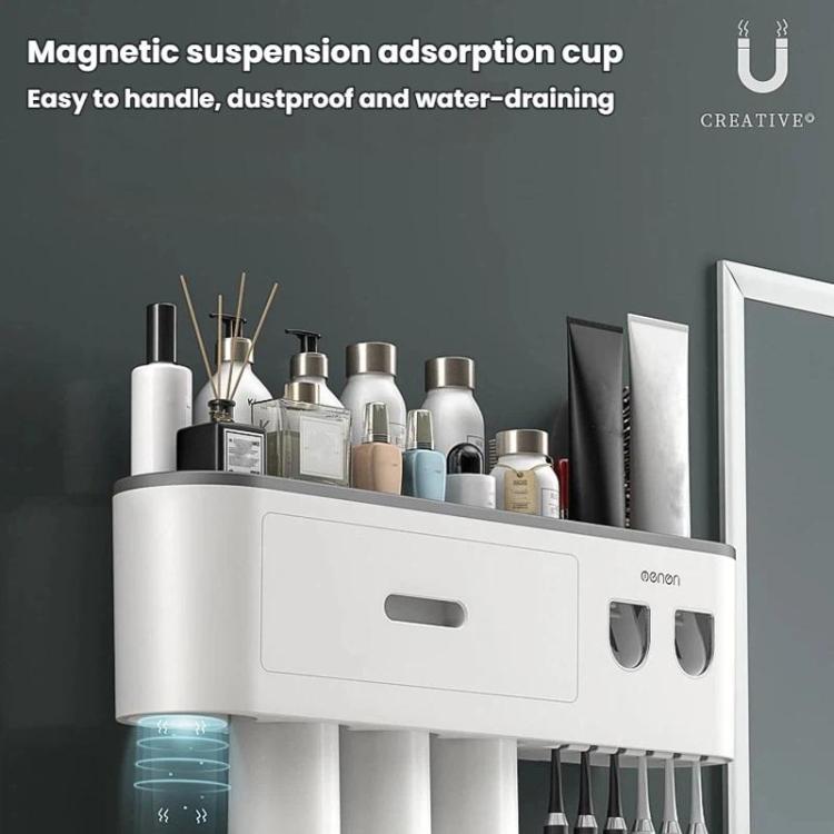 Porta spazzolino bagno con doppio dispenser e bicchiere