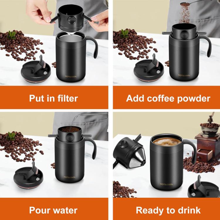 Set da caffè portatile con thermos in acciaio inox