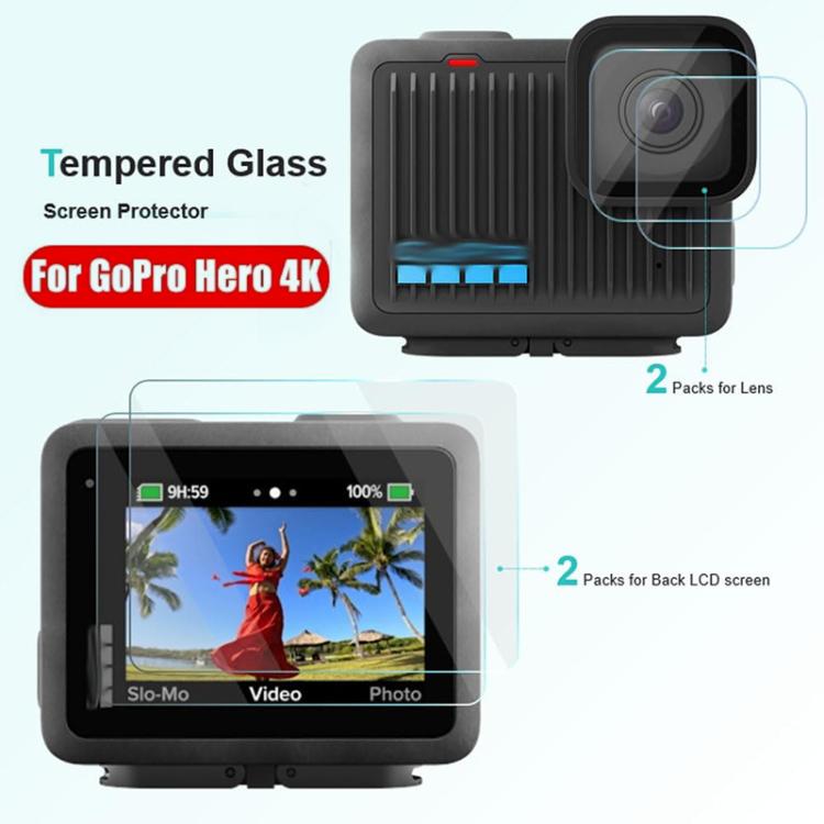Pellicola vetro temperato per GoPro HERO 4K 2024 2 pezzi