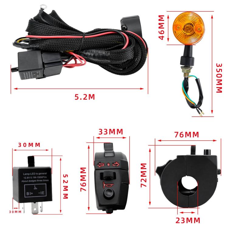 Kit indicatori di direzione per moto e ATV 12V con relè e clacson