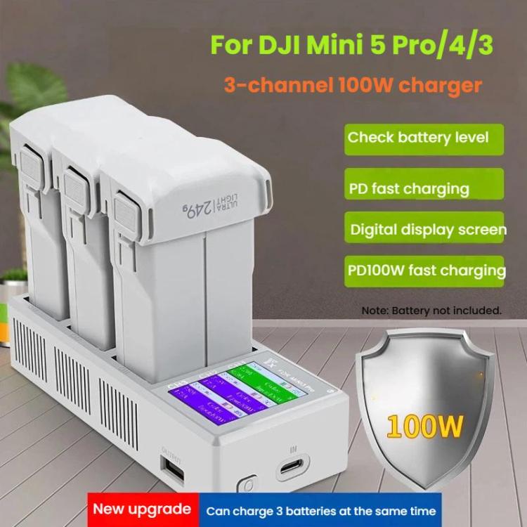 Hub di ricarica LCD 3 alloggiamenti 100W per DJI Mini