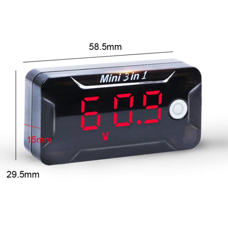 Misuratore tempo, tensione e temperatura impermeabile 8-150V