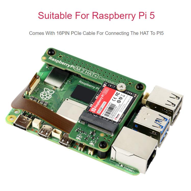WAVESHARE Scheda di espansione con interfaccia PCIe a M.2 originale per Raspberry Pi Pi5, versione compatta