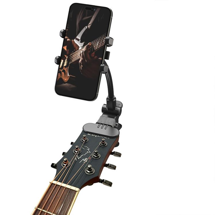 Supporto universale per telefono per registrare video di lezioni di chitarra/basso/ukulele in diretta streaming.