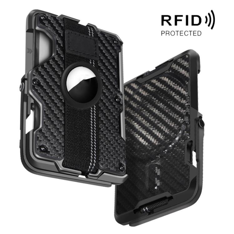 Porta carte magnetico in metallo con supporto e blocco RFID