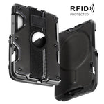 Porta carte magnetico in metallo con supporto e blocco RFID