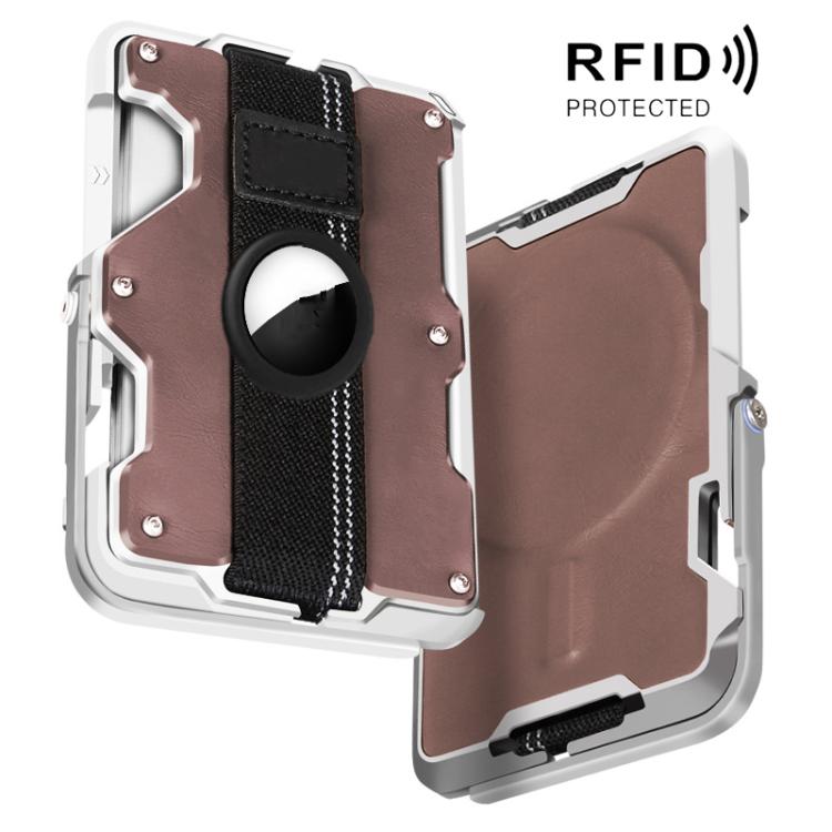Porta carte magnetico in metallo con supporto e blocco RFID