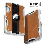 Porta carte magnetico in metallo con supporto e blocco RFID