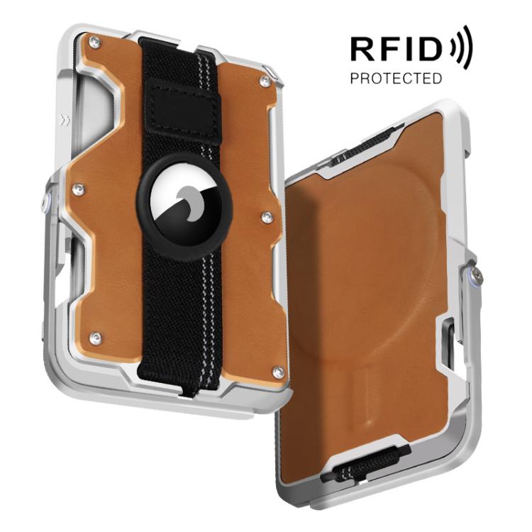 Porta carte magnetico in metallo con supporto e blocco RFID