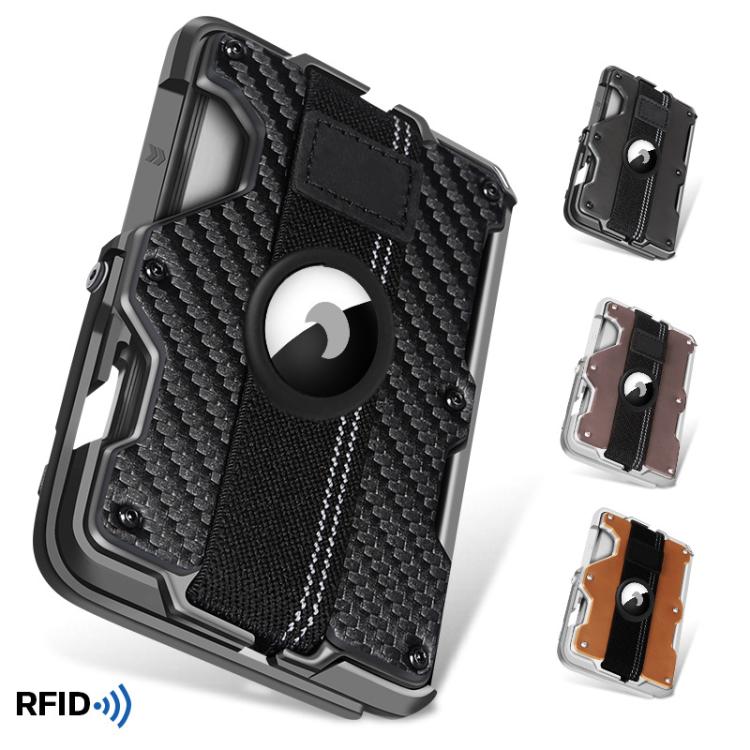 Porta carte magnetico in metallo con supporto e blocco RFID