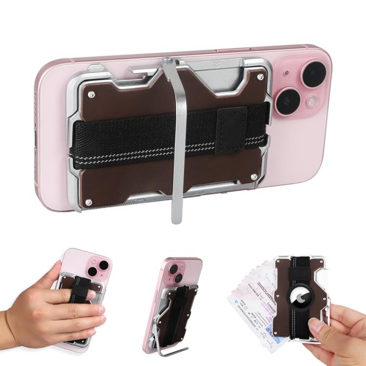 Porta carte magnetico in metallo con supporto e blocco RFID