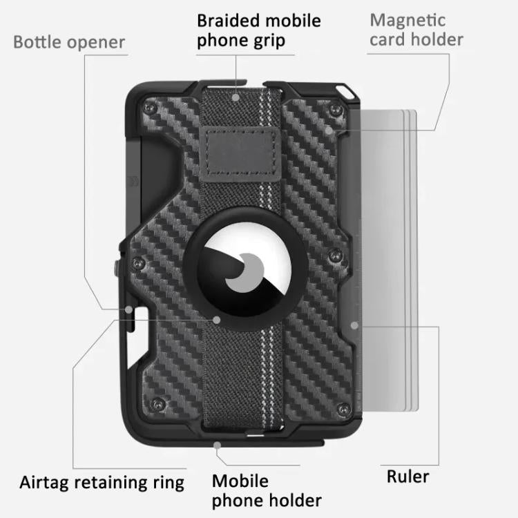 Porta carte magnetico in metallo con supporto e blocco RFID