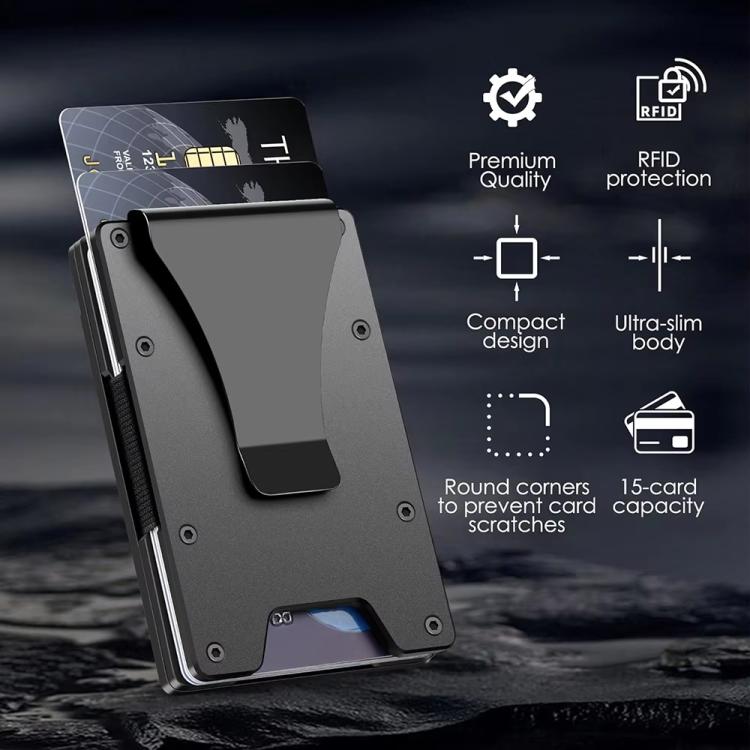 Porta badge e portafoglio in alluminio con protezione RFID
