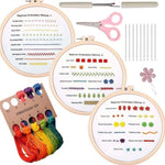 Kit di ricamo 3 in 1 per principianti con telaio e fili