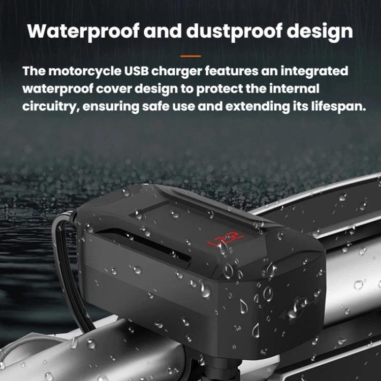 Caricabatterie moto impermeabile IP65 con cavo USB retrattile