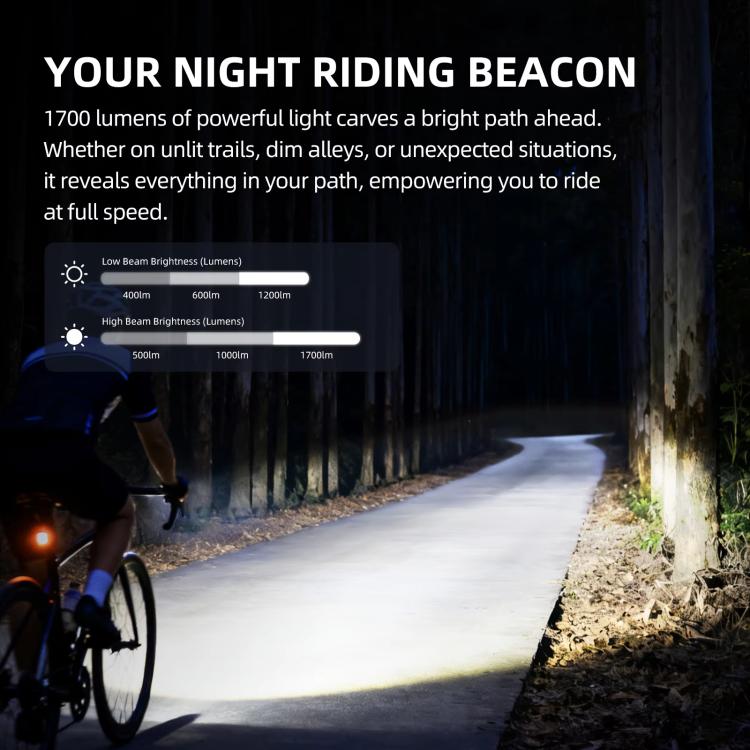 Faro anteriore per bicicletta 1700 lumen con telecomando