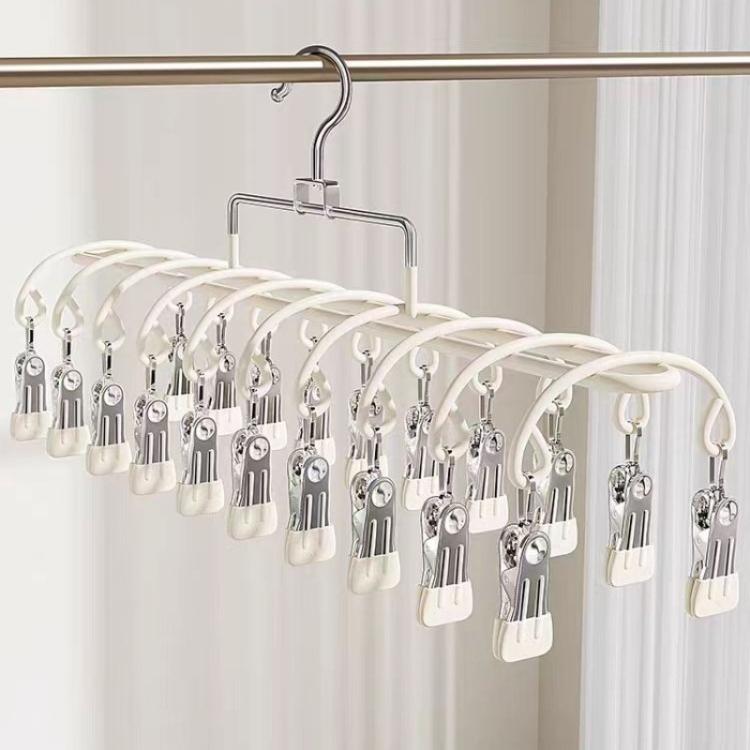Appendiabiti antivento in acciaio inox con 20 clip