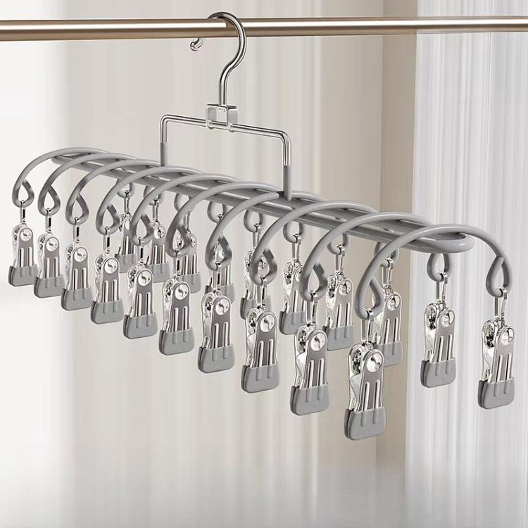 Appendiabiti antivento in acciaio inox con 20 clip