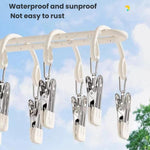 Appendiabiti antivento in acciaio inox con 20 clip