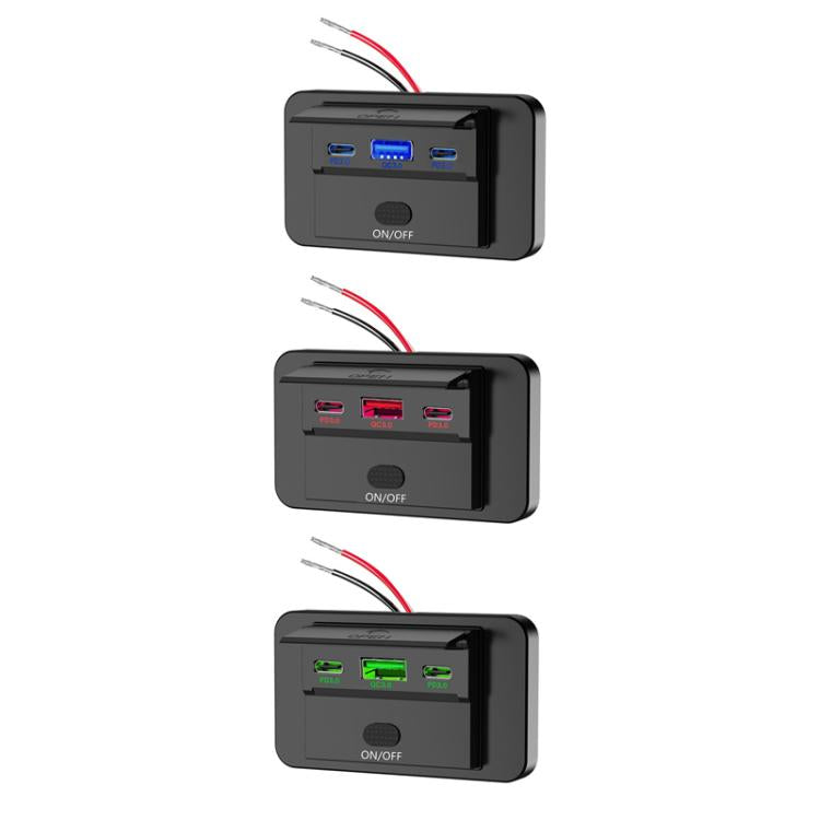 Caricabatterie USB auto rapido PD3.0 QC3.0 da 1 a 3 porte