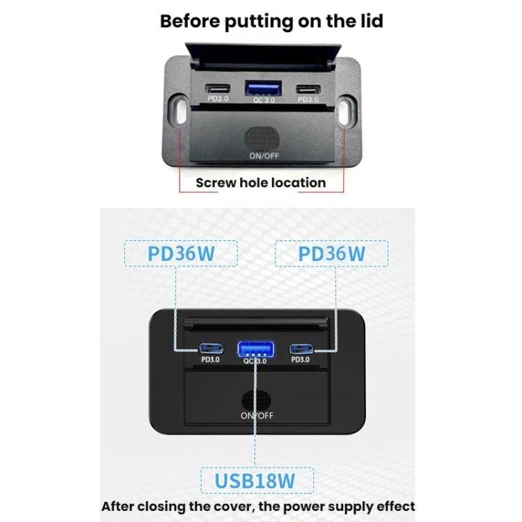 Caricabatterie USB auto rapido PD3.0 QC3.0 da 1 a 3 porte