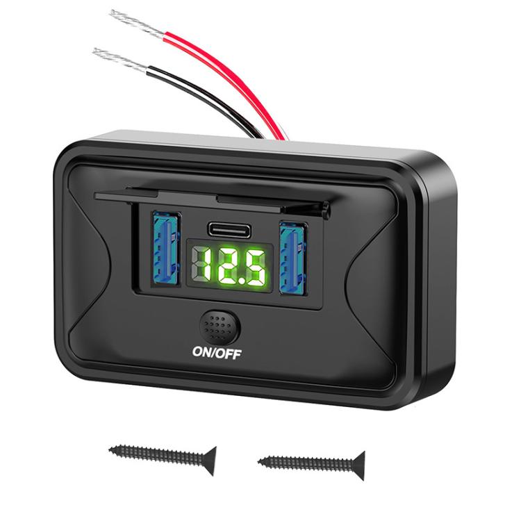 Caricabatterie rapido USB per veicoli con display tensione