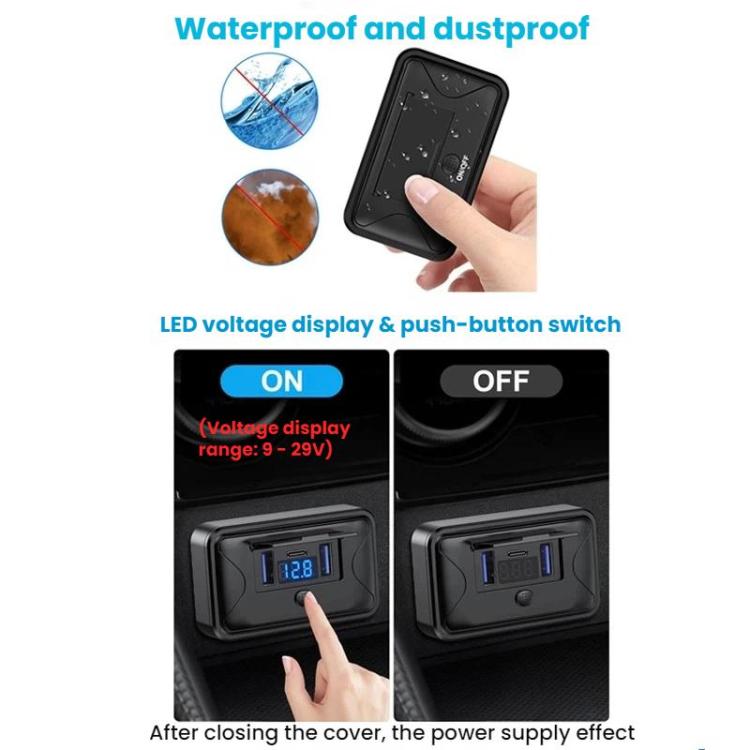 Caricabatterie rapido USB per veicoli con display tensione