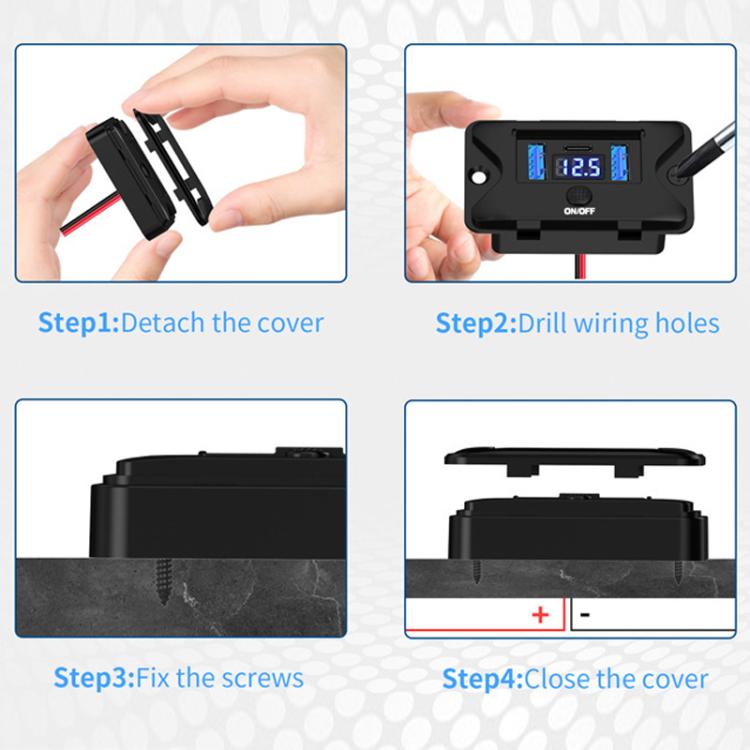 Caricabatterie rapido USB per veicoli con display tensione