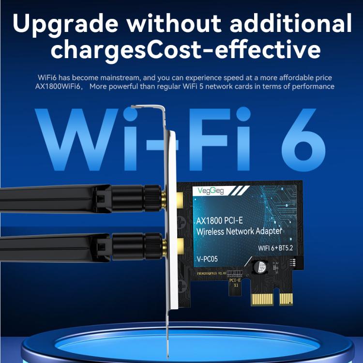 Adattatore rete wireless PCIe AX1800 WiFi 6 Bluetooth 5.2