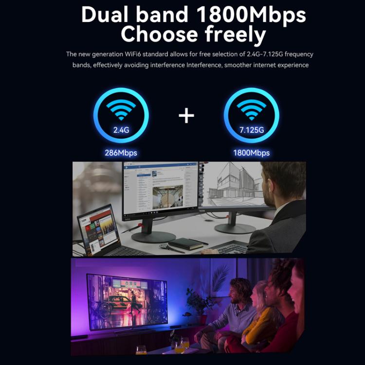 Adattatore rete wireless PCIe AX1800 WiFi 6 Bluetooth 5.2