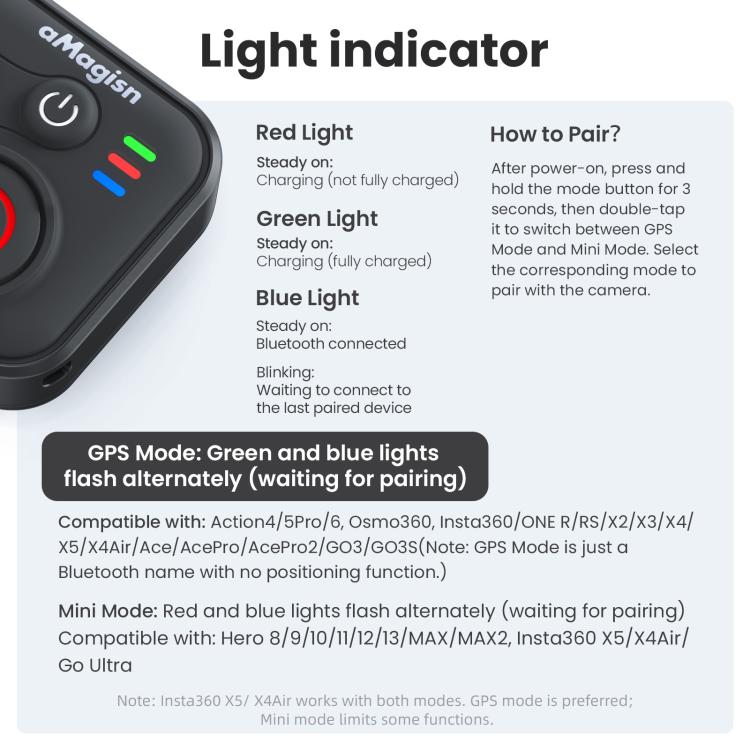 Telecomando Bluetooth universale per action cam e smartphone