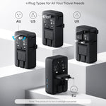Adattatore multi-paese ANKER A9215, ricarica rapida PD da 20 W, caricabatterie portatile universale con distribuzione intelligente.