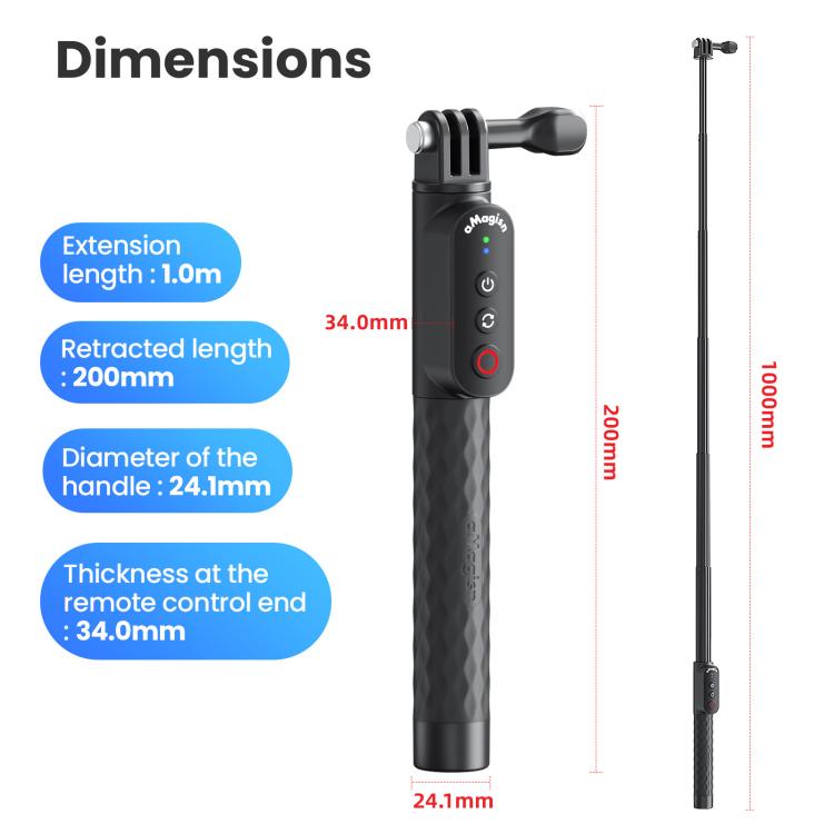Selfie Stick Bluetooth 5.1 estensibile fino a 101 cm