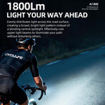 Faro anteriore per bicicletta CYCLAMI AI1800, impermeabile, ad alta intensità, ideale per la guida notturna., AI1800