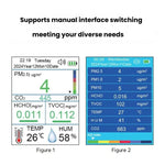 Monitor portatile 10 in 1 per la qualità dell'aria con esportazione dati su PC, rilevatore per CO2, PM2.5, PM10, HCHO, TVOC, AQI, temperatura e umidità., DM509