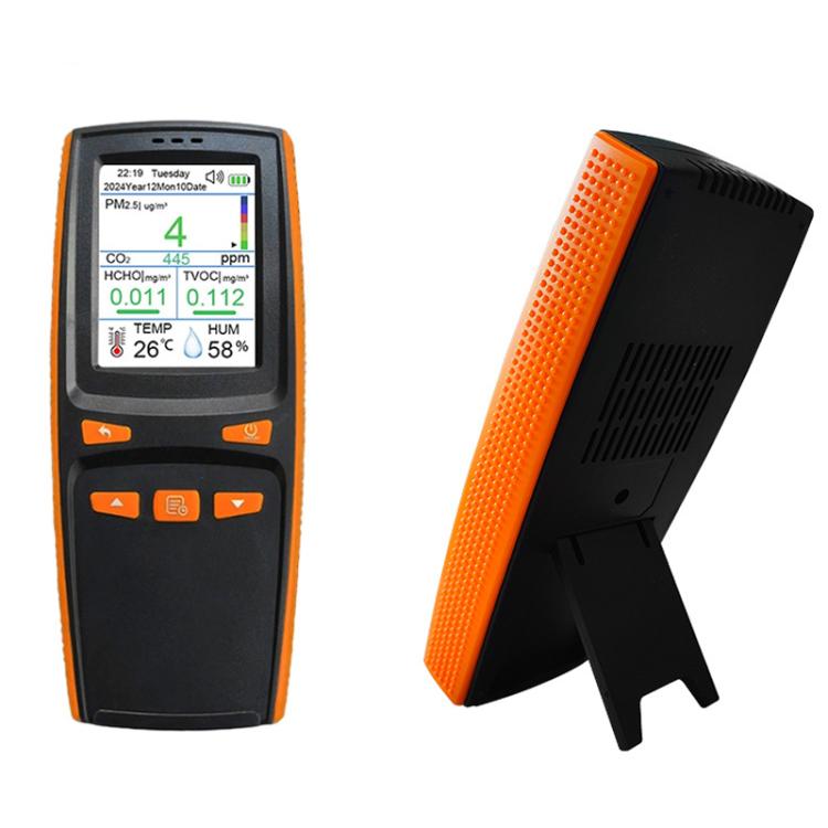 Monitor portatile 10 in 1 per la qualità dell'aria con esportazione dati su PC, rilevatore per CO2, PM2.5, PM10, HCHO, TVOC, AQI, temperatura e umidità., DM509