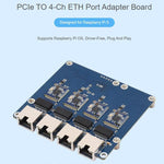 Scheda adattatore Waveshare PCIe a 4 porte ETH, compatibile con Raspberry Pi OS, senza driver, plug and play., Gigabit ETH, 2.5G ETH